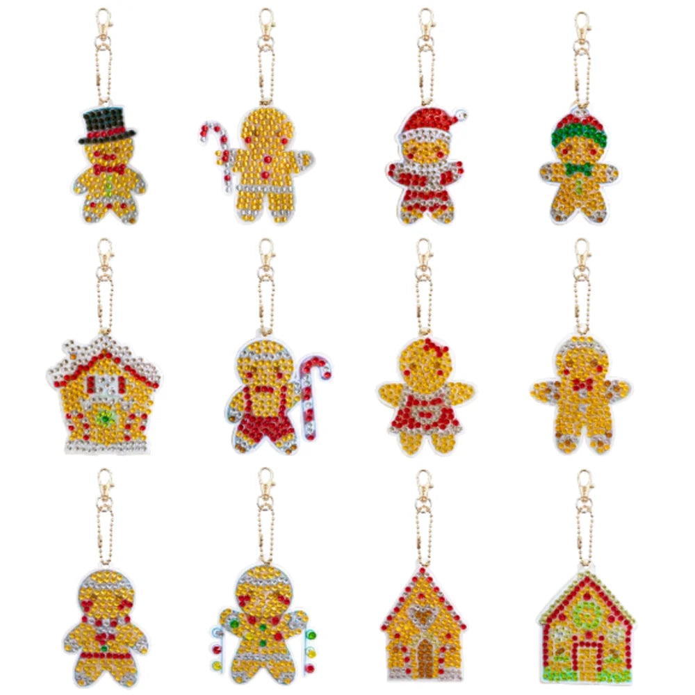 Diamond Painting Kerst Sleutelhanger set Sneeuwvlokken 12 stuks - YSK144