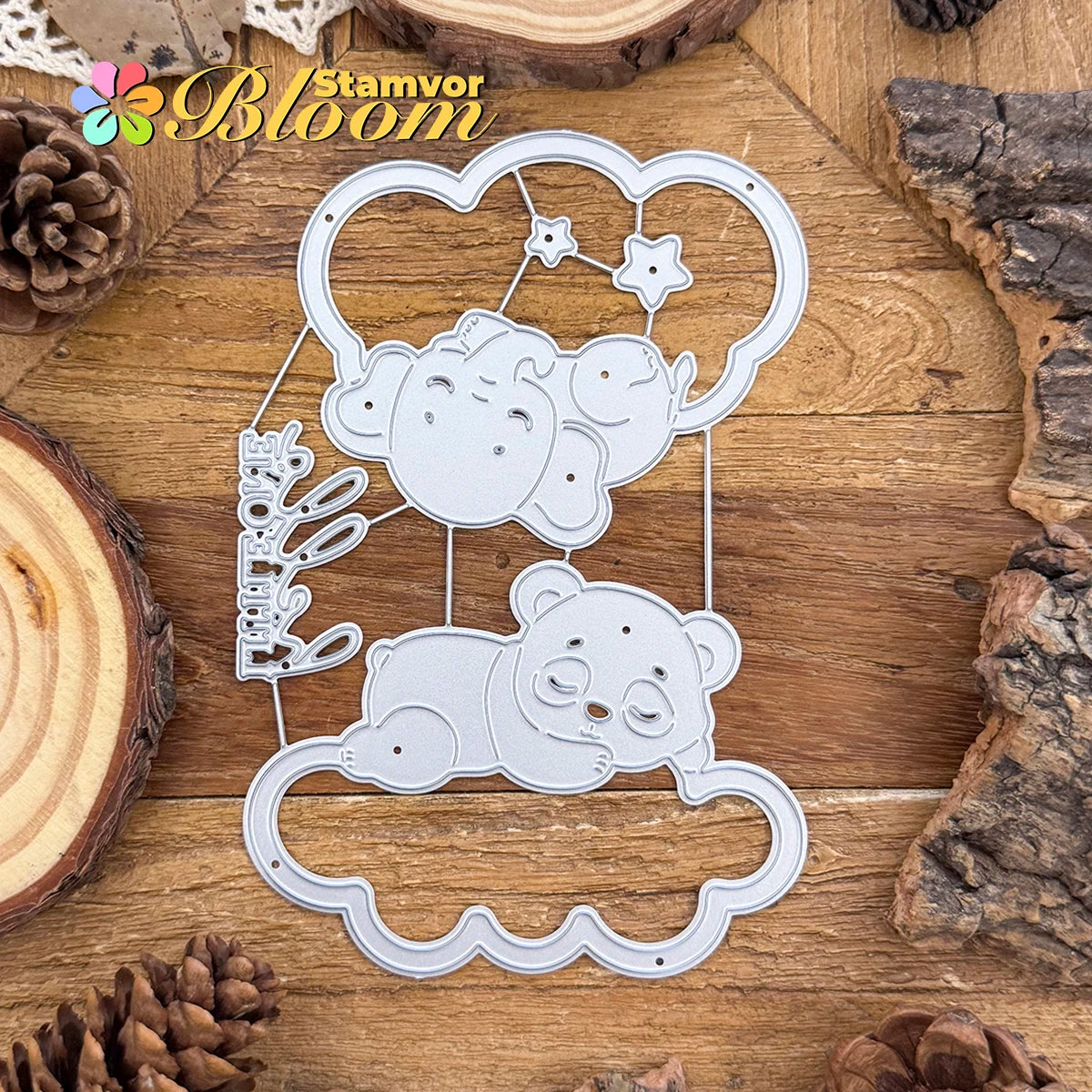 Metalen snijmal Hello Little One dieren wolken baby decoratie