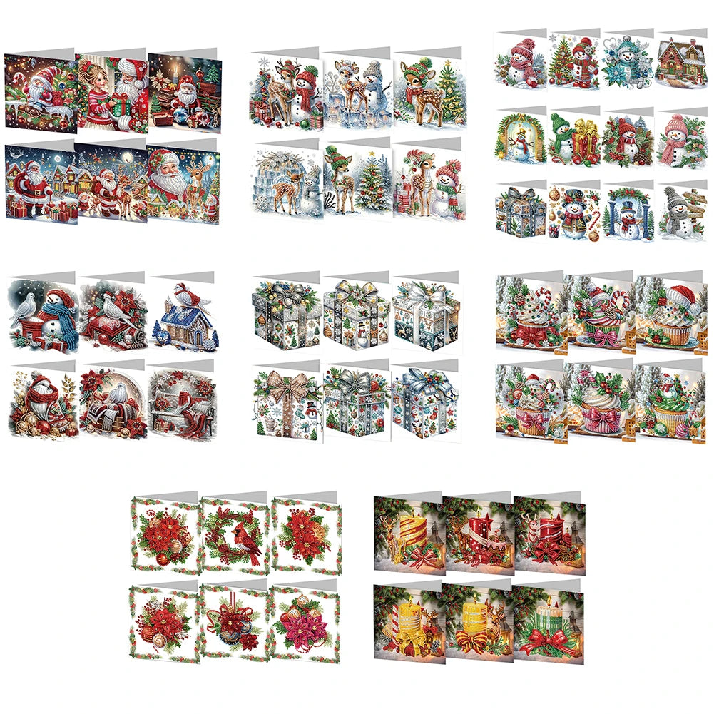 Diamond Painting Kerstkaarten set – 6/12 stuks met Kerst design