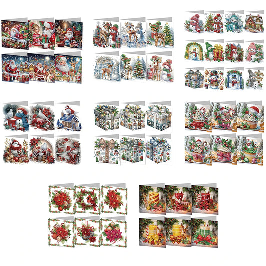 Diamond Painting Kerstkaarten set – 6/12 stuks met Kerst design