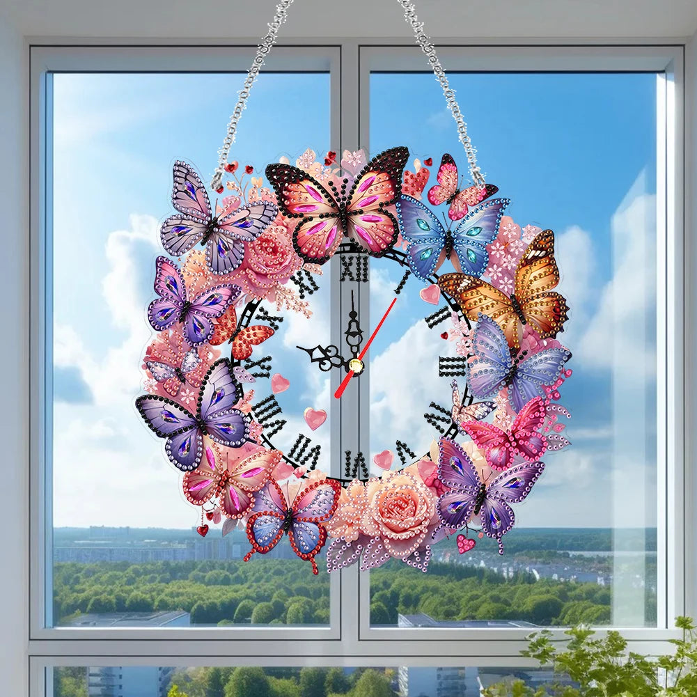 Diamond Painting Klok met Vlinderdesign