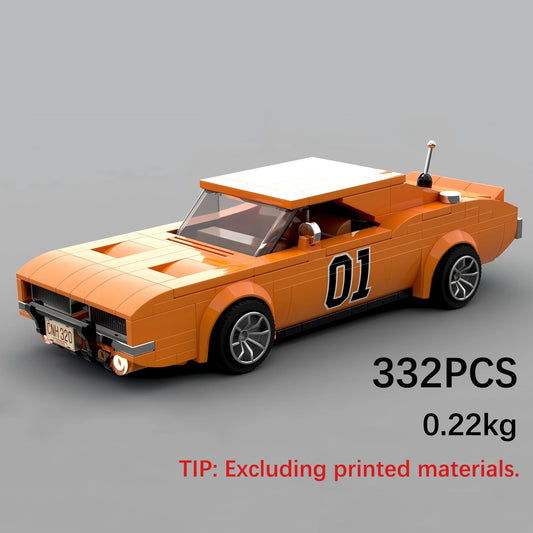 Bouwpakket sportwagen – klassieke oranje modelauto (332 stukjes)