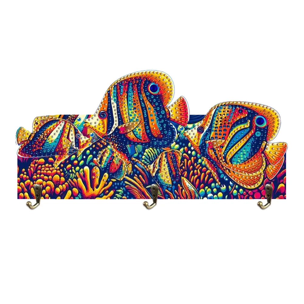 Diamond Painting Kapstok/Sleutelrek Dieren Design Houten Wandhaken