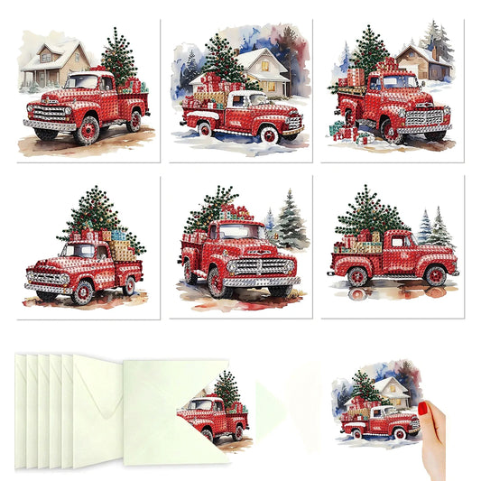 Diamond Painting Kerstkaarten set – 6 feestelijke wenskaarten - HK061