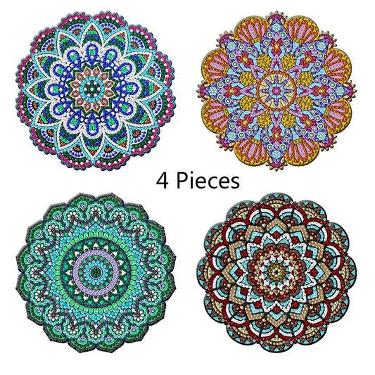 Diamond Painting Placemats kleurrijk houten patroon set van 4