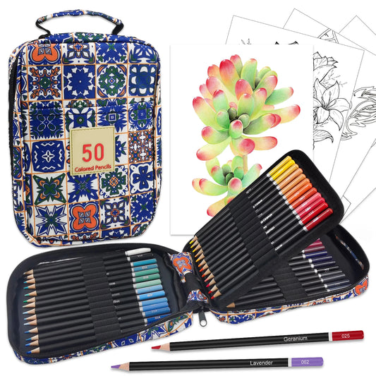 Kleurpotloden set 50 kleuren met etui – zacht en perfect voor blenden