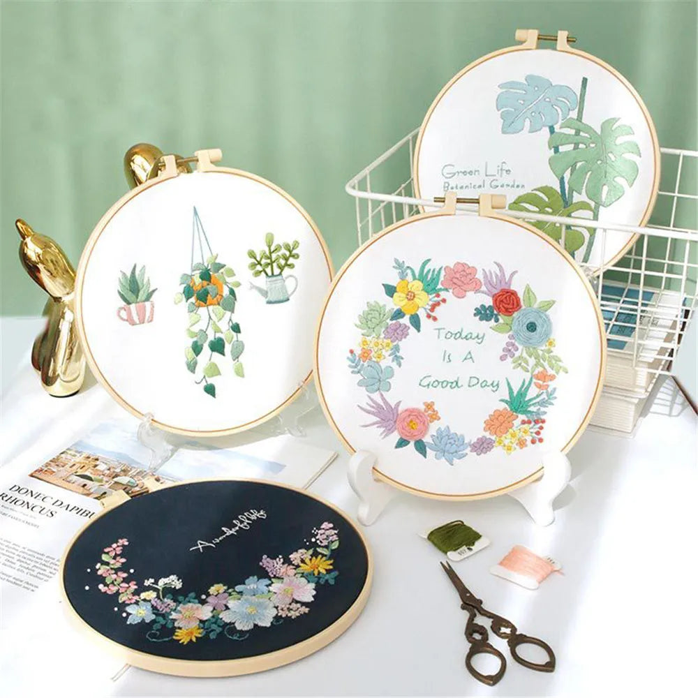 Borduurpakket Bloemen – Compleet Startpakket met borduurring (20 cm)