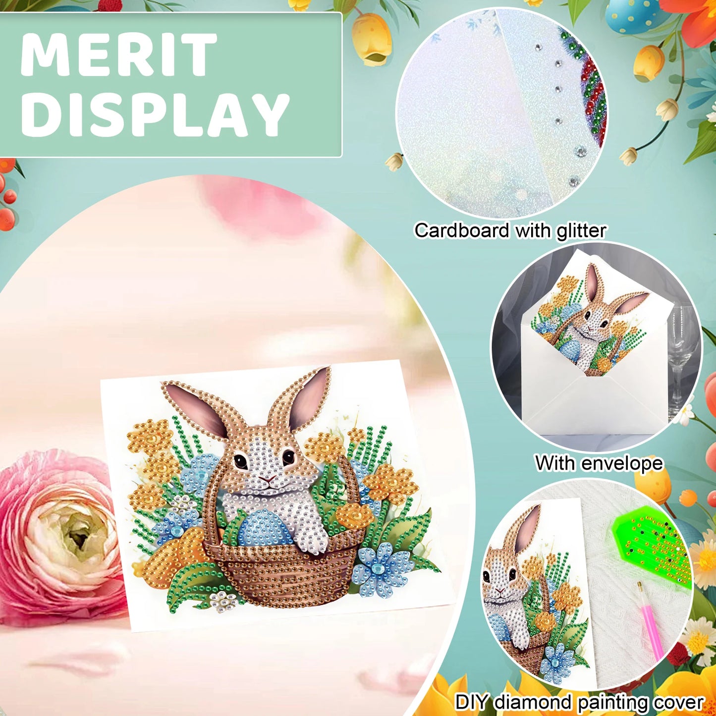 Diamond Painting Wenskaarten Pasen – Set van 6 creatieve kaarten