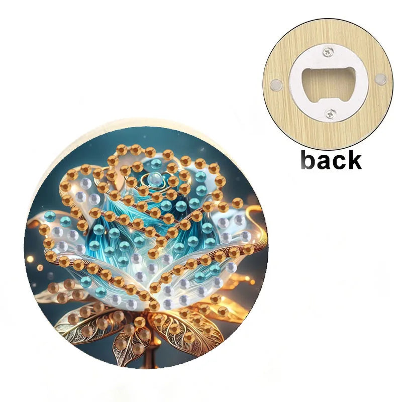 Diamond Painting Flesopener Houten Rond Bieropener Decoratief