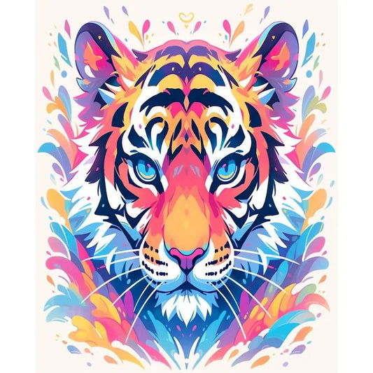 Schilderen op nummer Dieren - Kleurrijke Kop met Acrylverf - Tijger 9957116