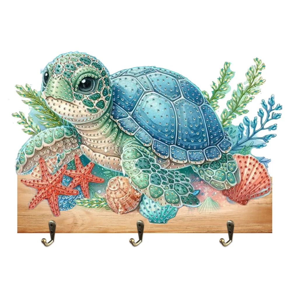 Diamond Painting Kapstok/Sleutelrek Dieren Design Houten Wandhaken