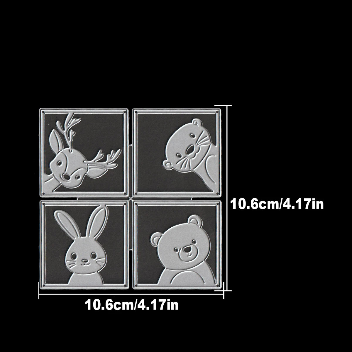 Metalen snijmal bosdieren in vierkante frames voor kaarten en decoratie