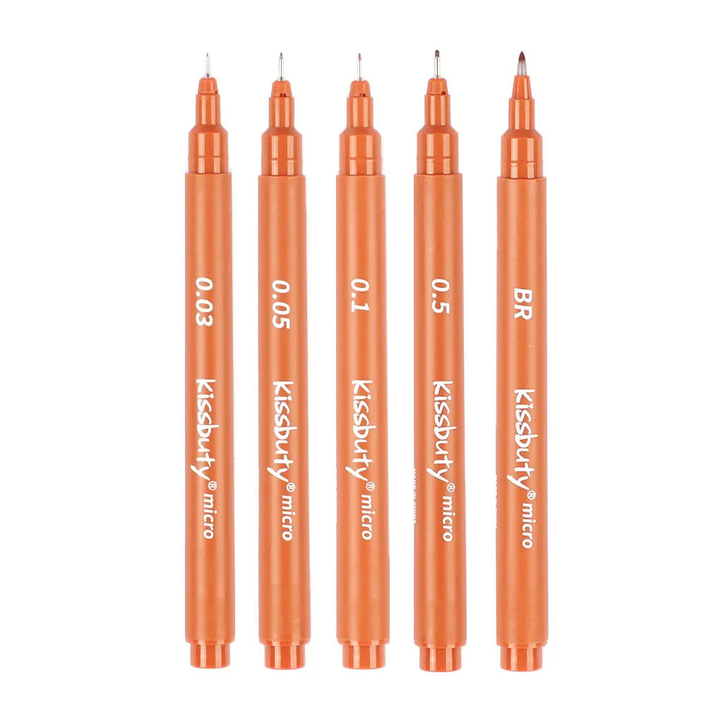 Stiften set Pigma Micron fineliners zwart/bruin met diverse puntdiktes