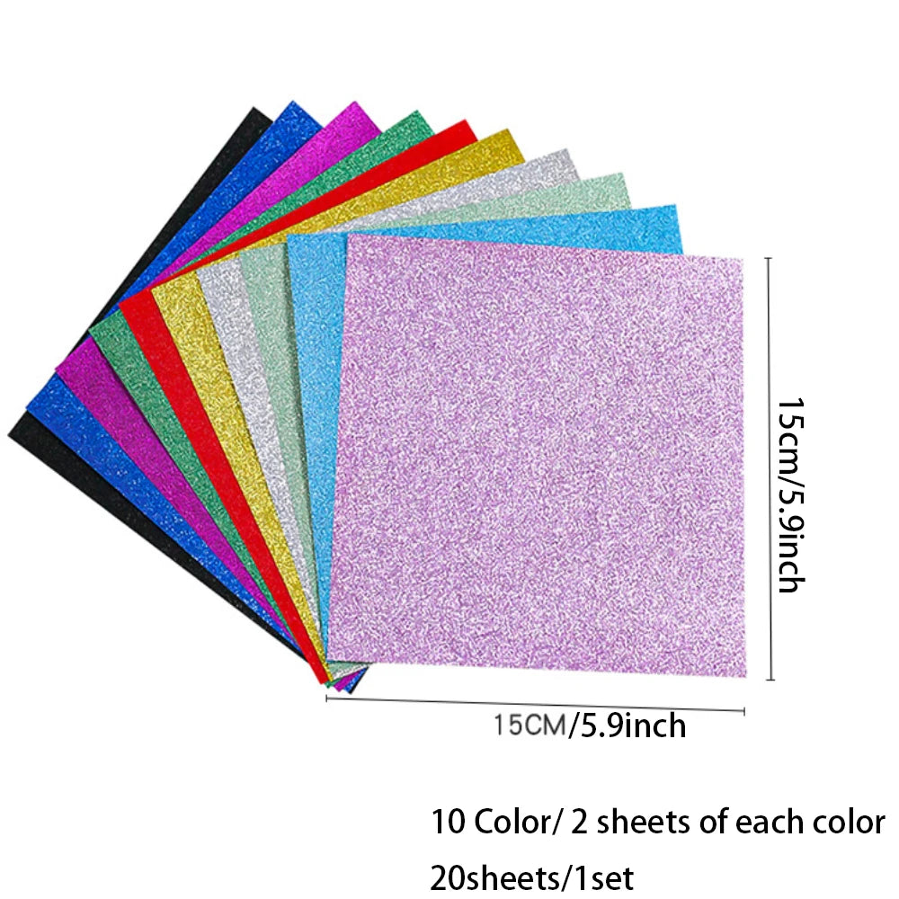 Papier voor kaarten maken en scrapbook glitter origami papier 15 x 15 cm