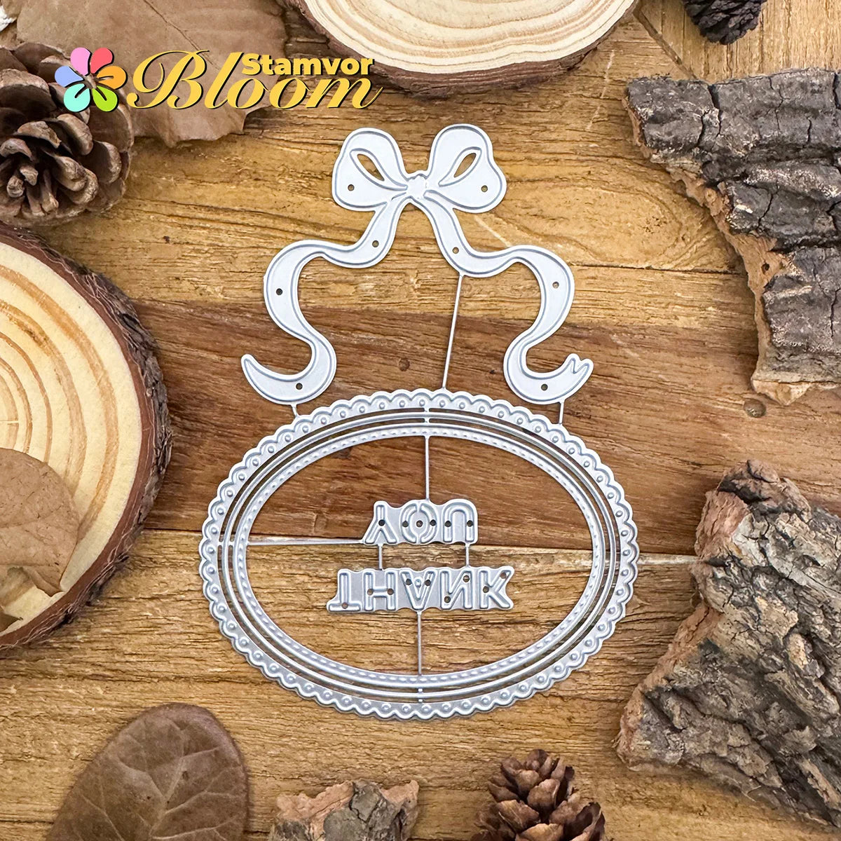 Snijmal Kant Ovale Tags met Strik en Bedankt Tekst