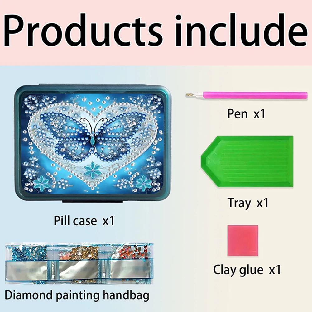 Diamond Painting Kat op Tak Medicijnendoos met Strass Steentjes