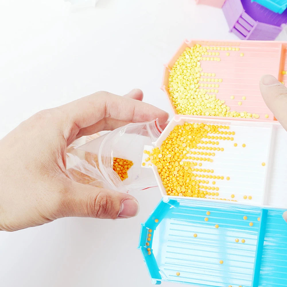 Diamond Painting Schudbakje – Set van zes grote gekleurde bakjes