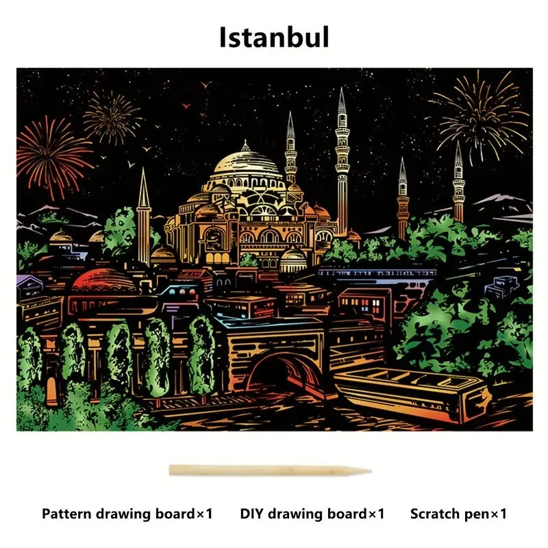 Krastekening Deluxe Regenboog Scratch Paper Set voor Creatieve Ontspanning