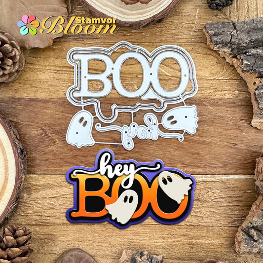 Snijmal Halloween BOO spook tekst metaal snijvormen