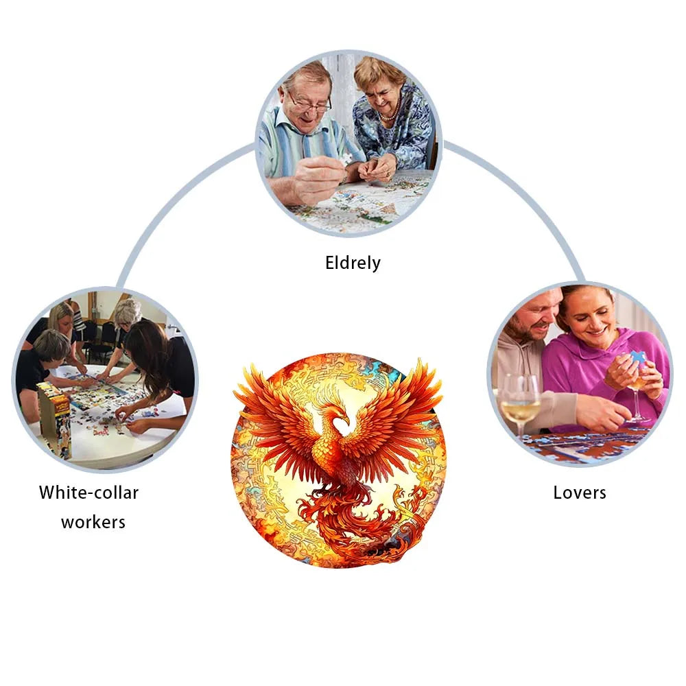 Houten figuren puzzel Phoenix – Delicate Gratitude in luxe geschenkdoos