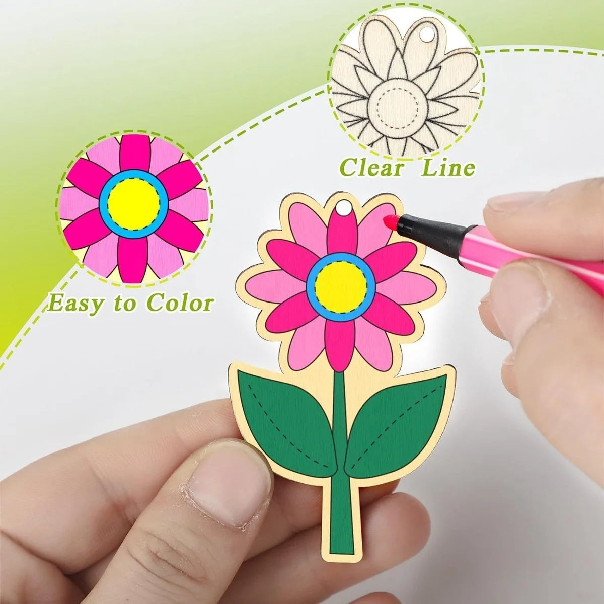 Houten figuur om zelf te kleuren/schilderen – Lente bloemen set 12 stuks