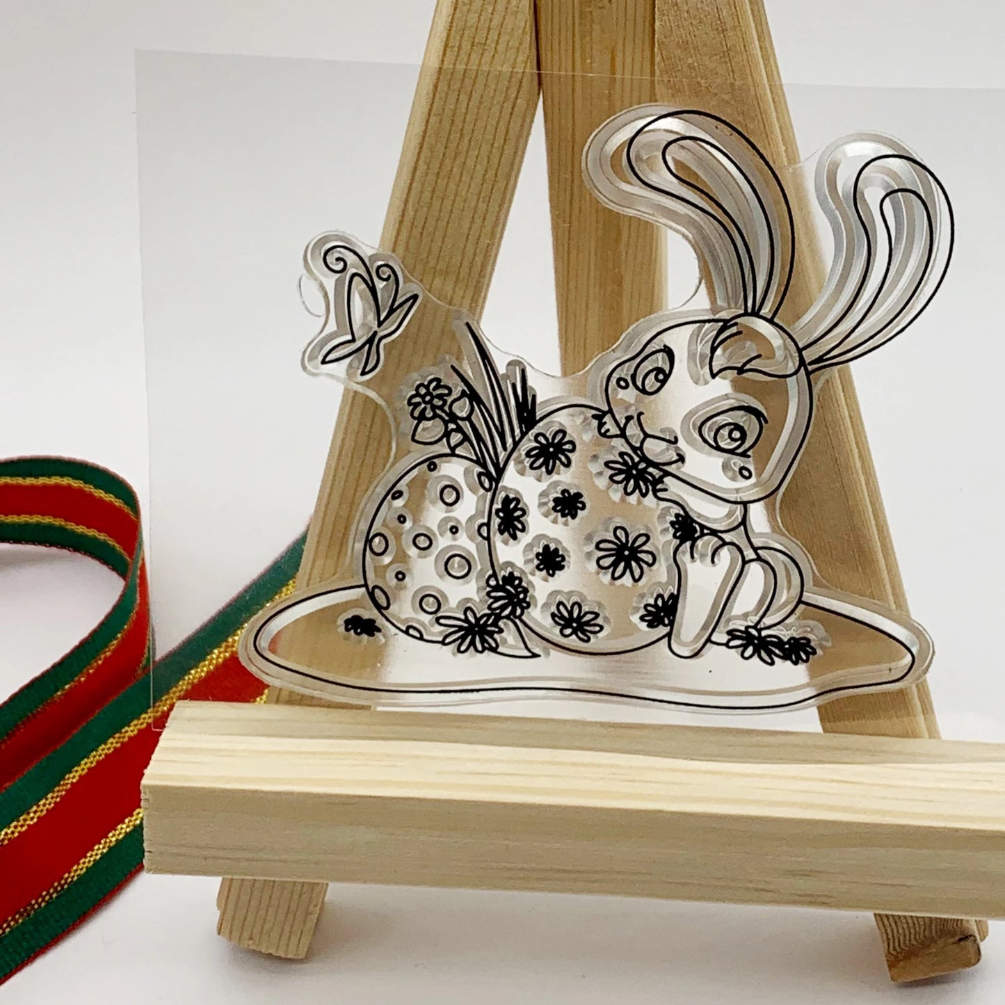 Stempel met snijmal als optie - Konijn & Paasei (10x8cm)