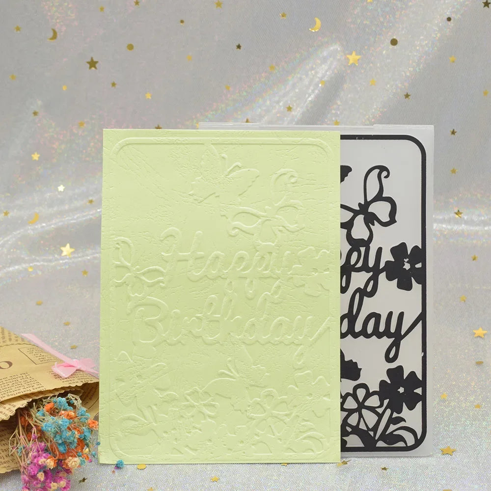 Embossing folder Happy Birthday patroon voor kaarten maken