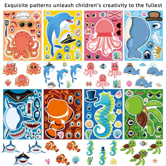 Sticker pret – Zeevriendjes puzzelstickers met grappige gezichten