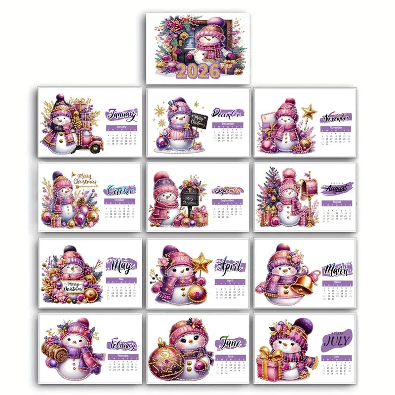 Diamond Painting Kalender 2026 met Kerst Kabouter, Sneeuwpop en Schildpad Ontwerpen