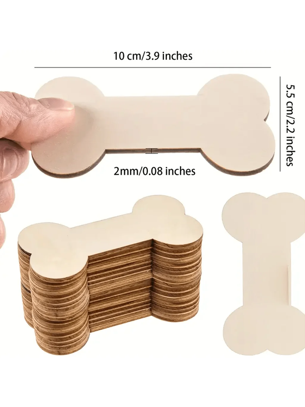 Houten figuren om zelf te kleuren – Hondenbotten 10cm set 10 stuks