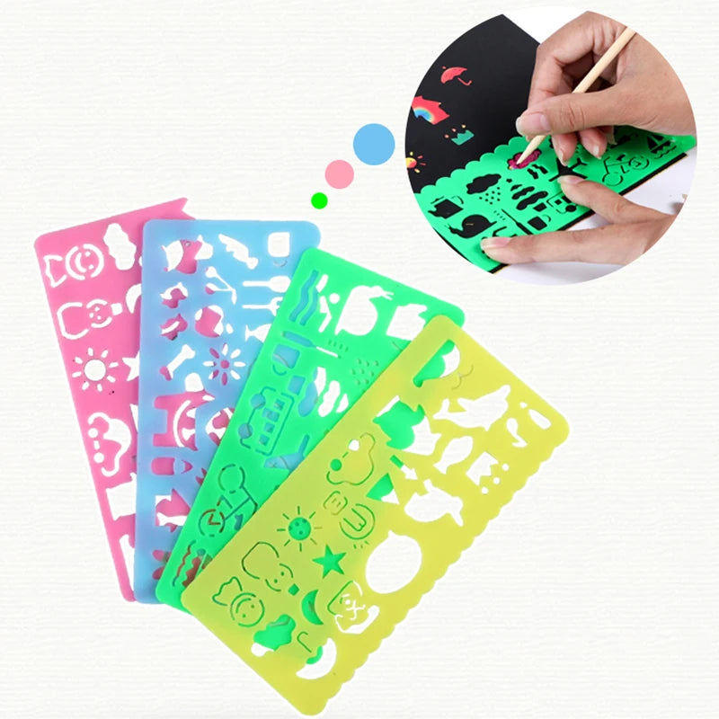 Krastekeningen set voor kinderen met creatieve kleuren en liniaal