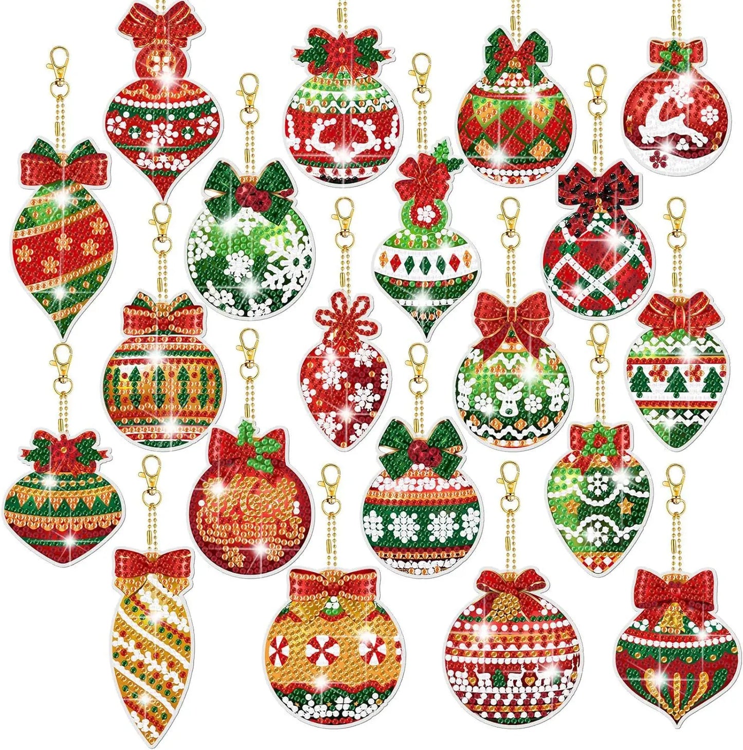 Diamond Painting Sleutelhanger set Kerst – Dubbelzijdige Kerstdecoratie - YSK210-20 stuks