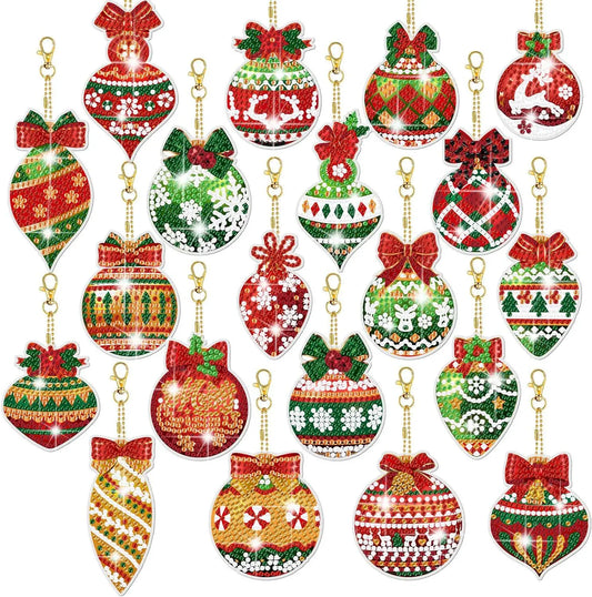 Diamond Painting Sleutelhanger set Kerst – Dubbelzijdige Kerstdecoratie - YSK210-20 stuks