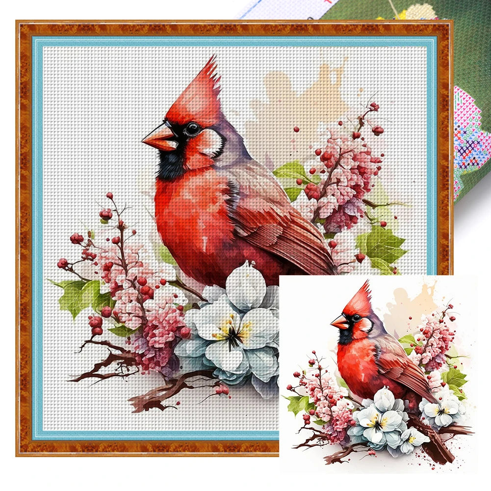 Borduurpakket dieren serie 20x20 cm met voorgedrukte canvas en katoendraad