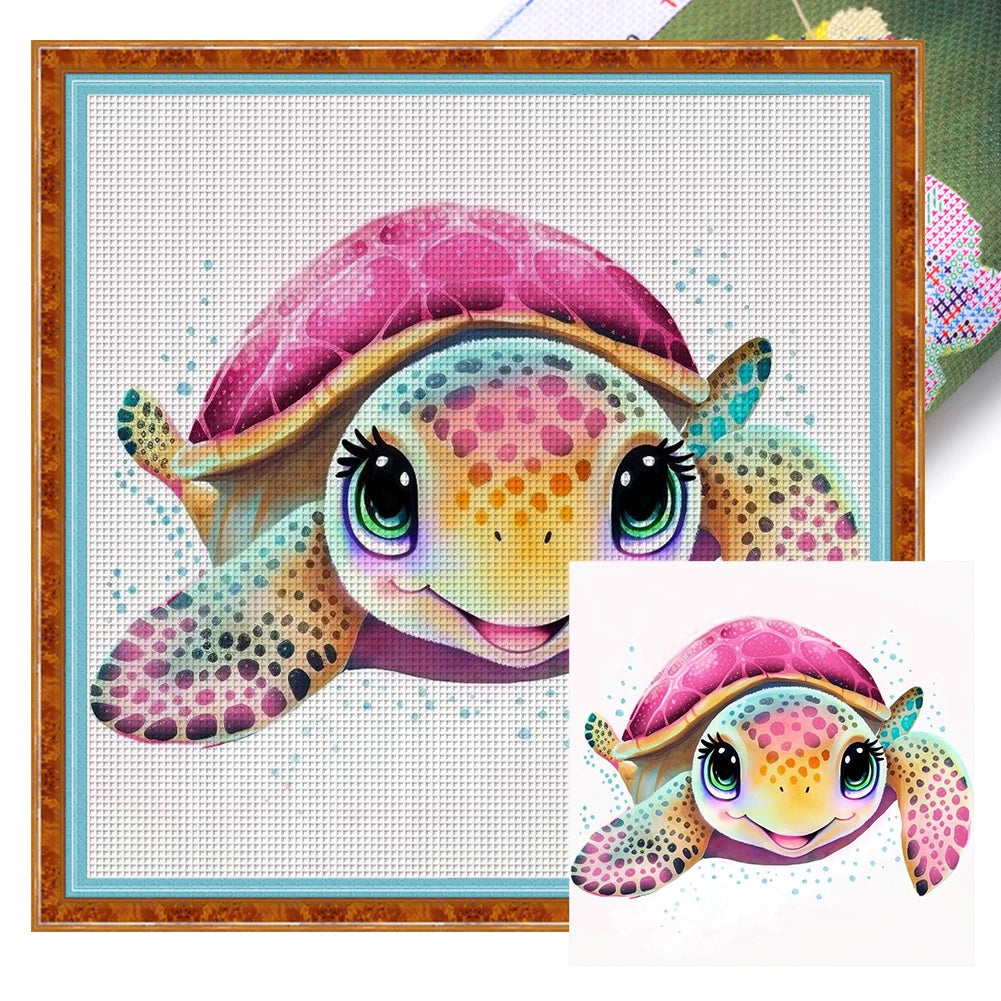 Borduurpakket dieren serie 20x20 cm met voorgedrukte canvas en katoendraad