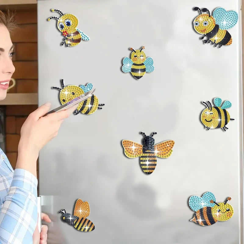 Diamond Painting Magneten – Bijen set voor koelkast en wijnkast