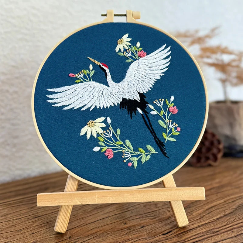 Borduurpakket Feihe – Rond Wandpaneel met Diermotief - 20cm