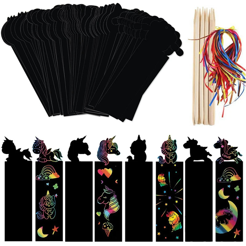 Krastekeningen Boekenleggers Set – 12 Regenboog DIY Kunstwerkjes