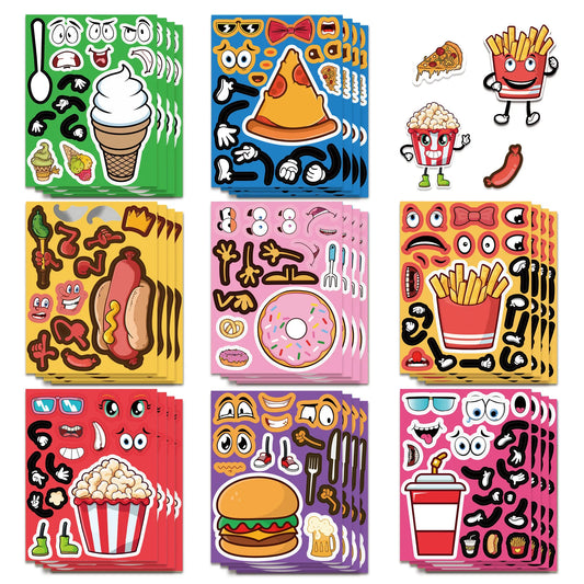 Sticker pret – Cartoon stickers met hamburgers, frietjes & snacks
