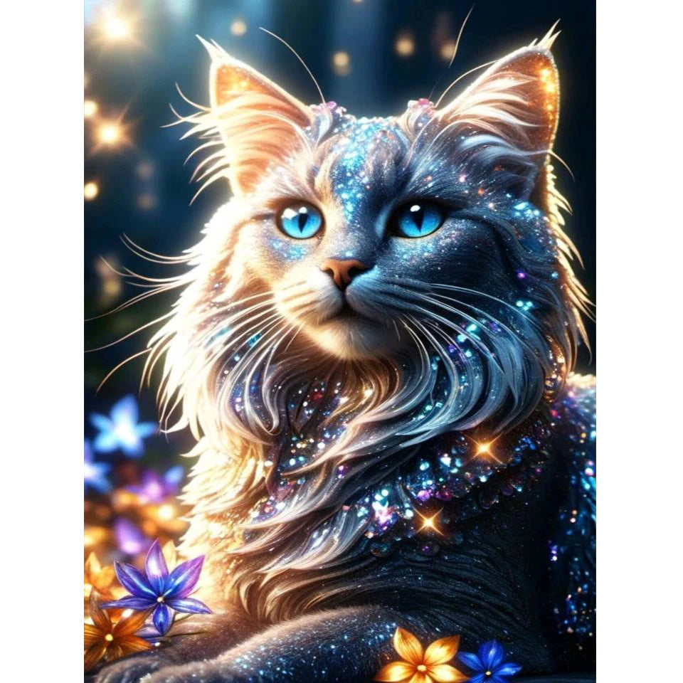 AB Diamond Painting met AB en Fairy dust steentjes Kat