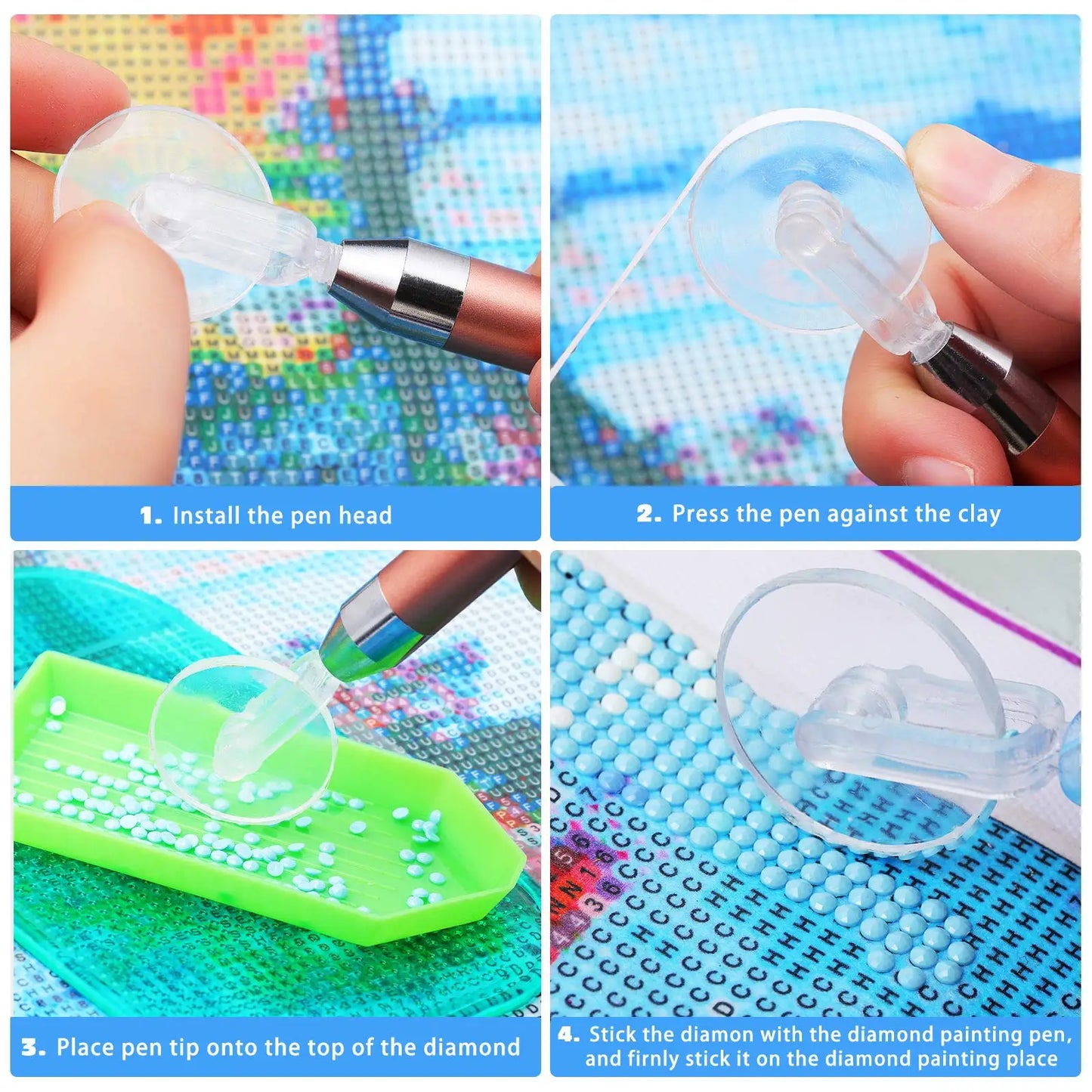 Diamond Painting Pen met verlichting - USB oplaadbaar met opzetstukken