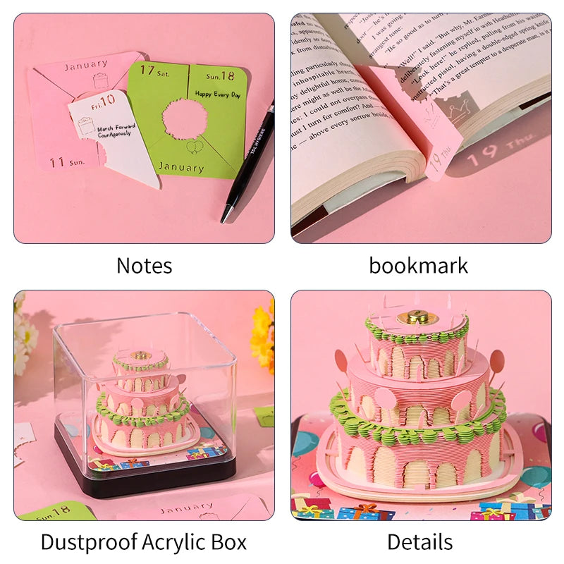 3D Papier Sculptuur Tafelkalender 2026 Notitie Ornament Cadeau Decoratie