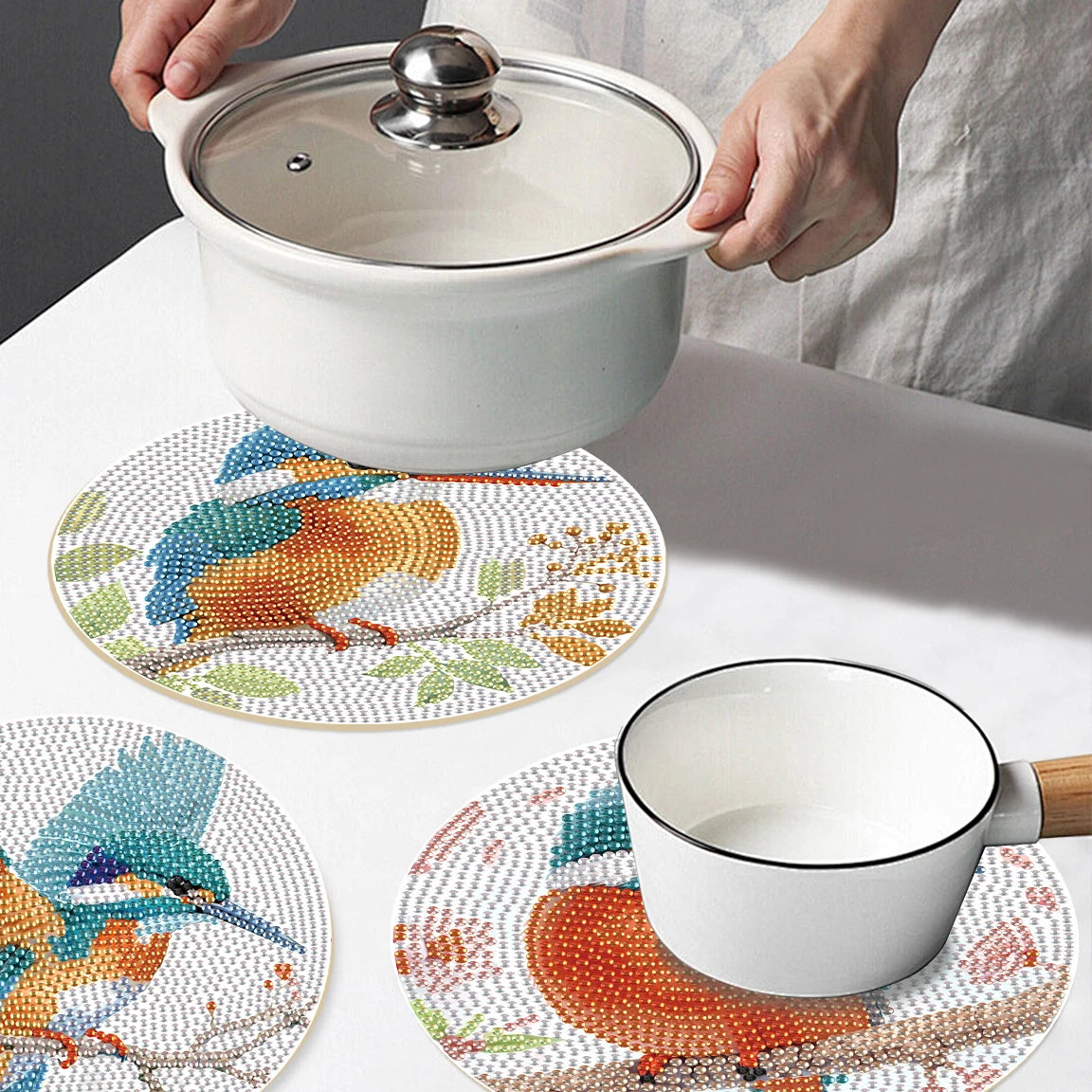 Diamond Painting Placemats Kleurrijke Vogel Set van 3