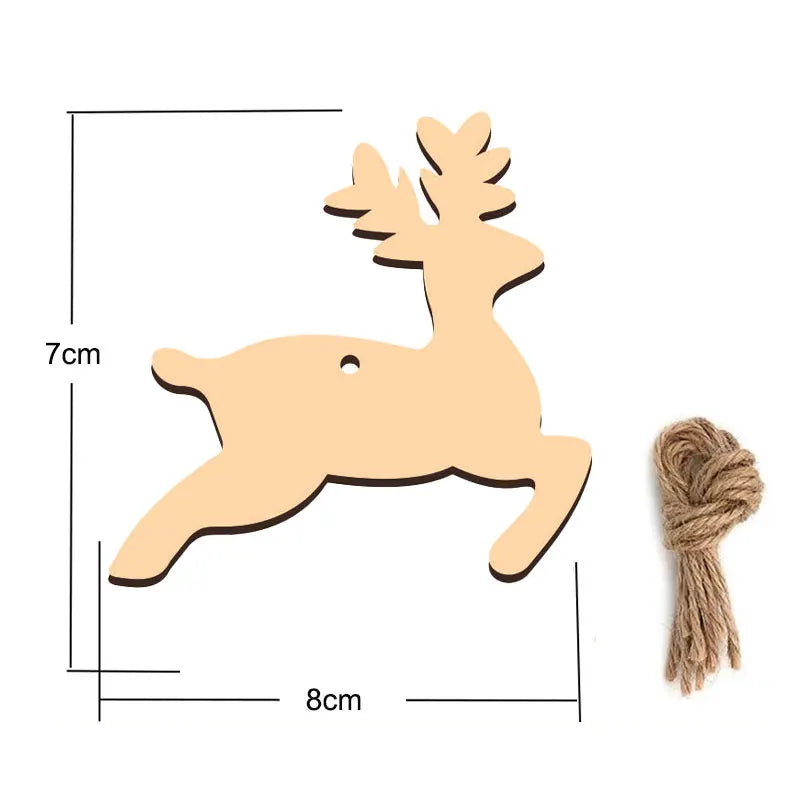 Houten figuur om zelf te kleuren/schilderen – Kerstversiering 10 stuks