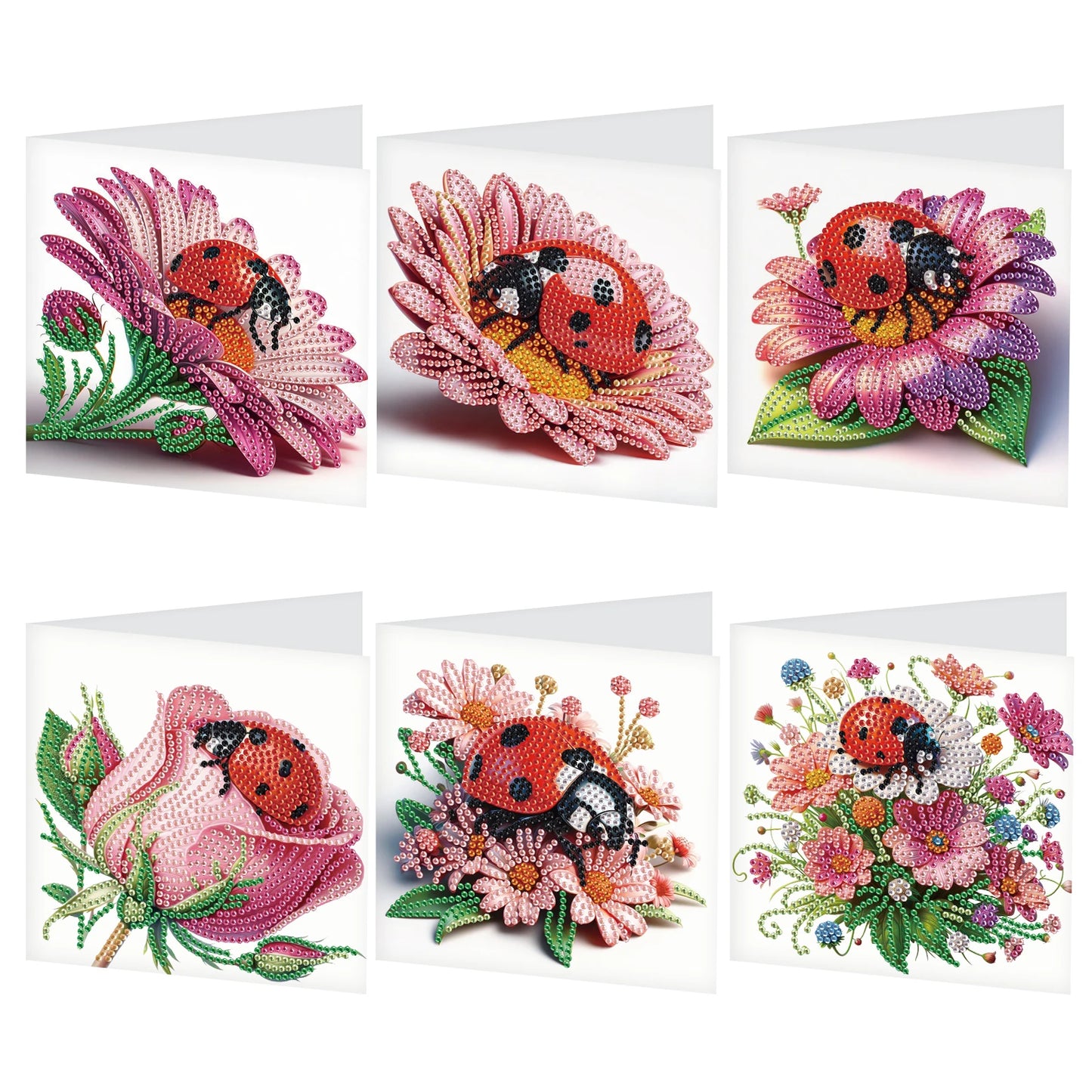 Diamond Painting Wenskaarten set Lieveheersbeestje 6 Stuks Creatief