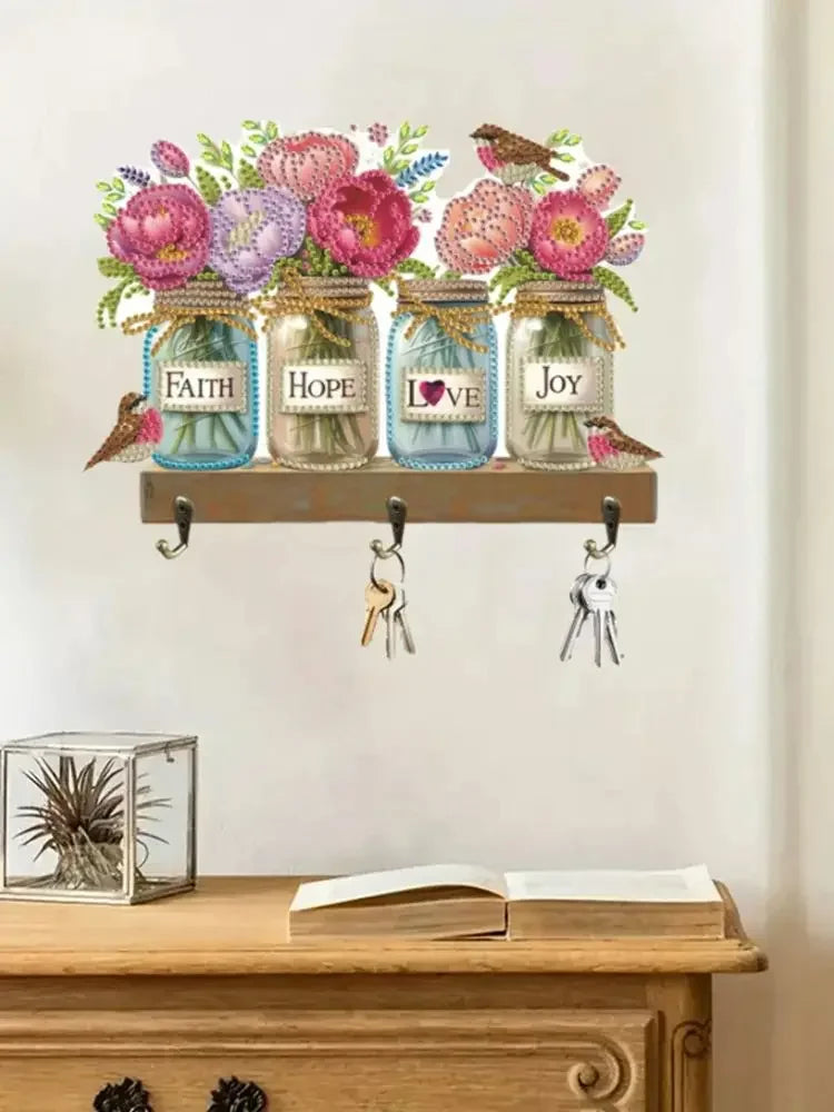 Diamond Painting Kapstok/Sleutelrek met 3 Haken Wandmontage Hout