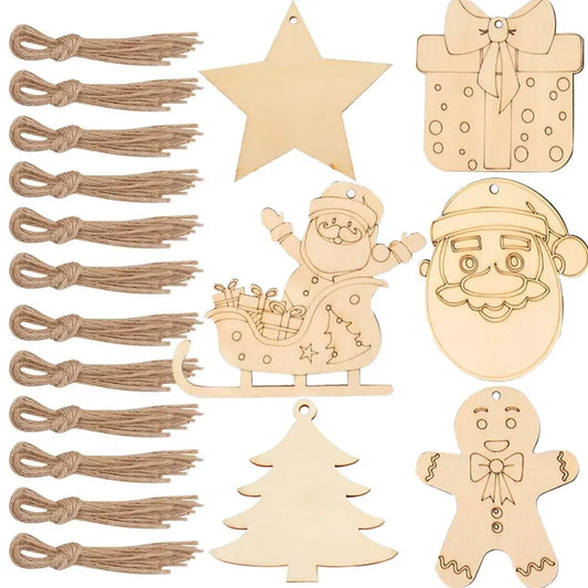 Houten figuur om zelf te kleuren/schilderen kerstboom hanger decoratie