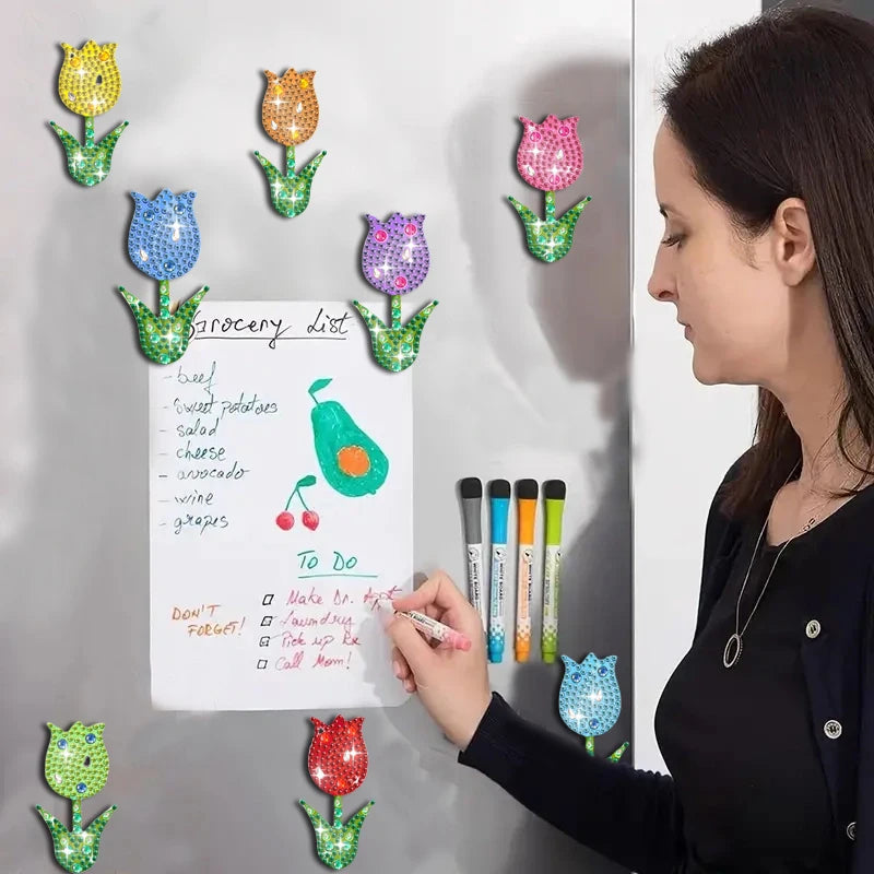 Diamond Painting Magneten met kleurrijke tulpen voor koelkast