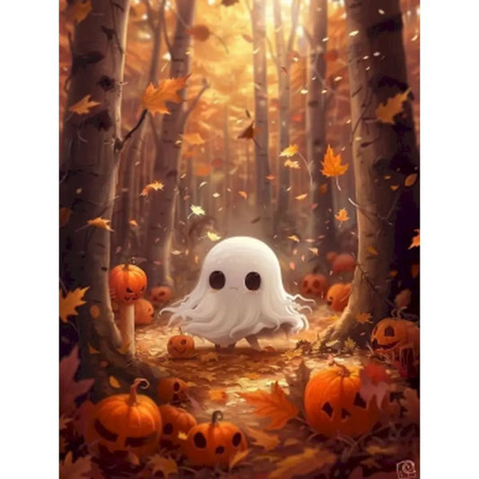 Schilderen op nummer Feestdagen - Halloween Spookbos met Pompoen - 9961507