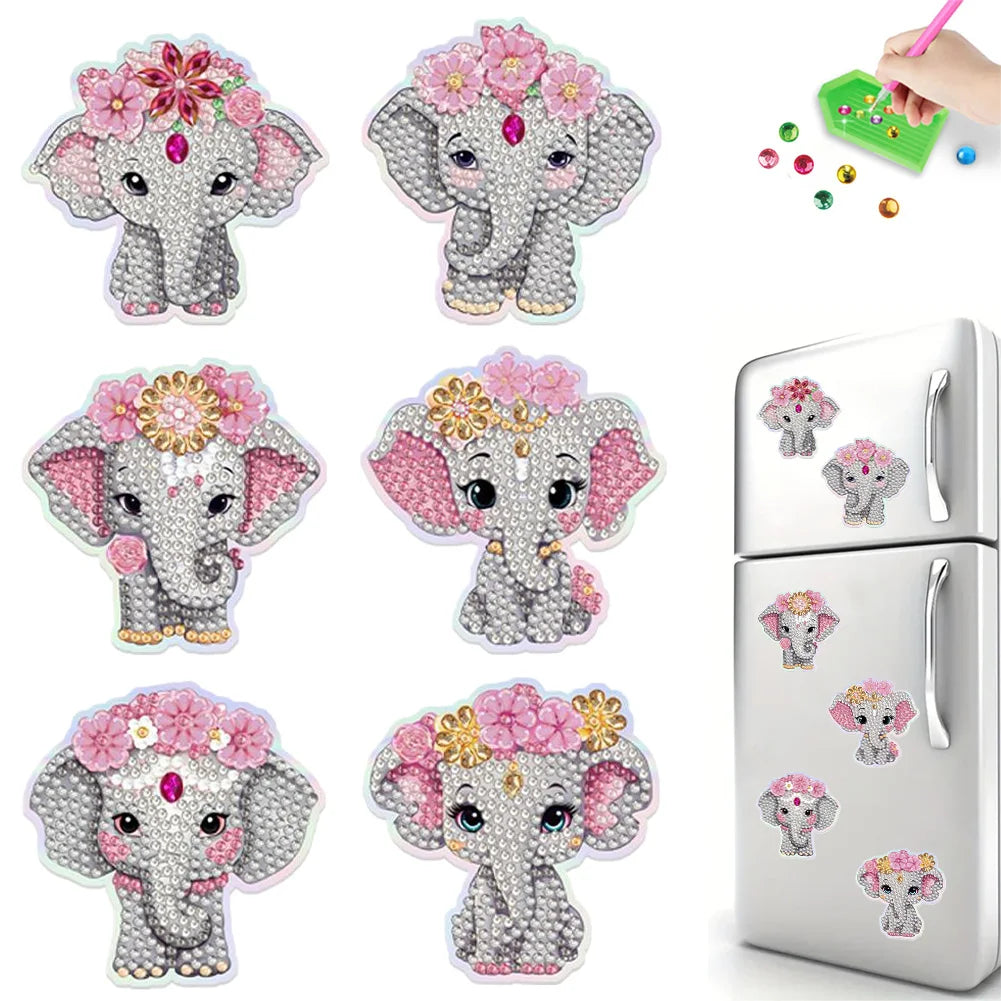 Diamond Painting Magneten - Set van 6 Dieren Magneten voor Koelkast en Decoratie